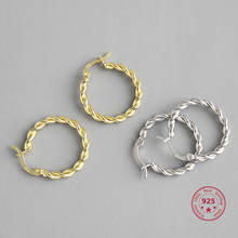 Hot Selling 925 Sterling Silver Earrings Retro Old Woven Twisted Female Jewelry Fashion Personalized Gold Plated Accessories 2024 - buy cheap