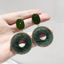 USTAR Round Line Weave Drop Earrings for Women Female Oil Drip Geometric Dangle Earrings  Fashion Party Jewelry Gifts 2024 - buy cheap