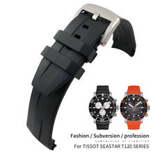 Pulseira de relógio de silicone de borracha de 21mm 22mm, à prova d'água, preto e laranja, adequada para tissot t120408 t120417, acessórios esportivos 2024 - compre barato
