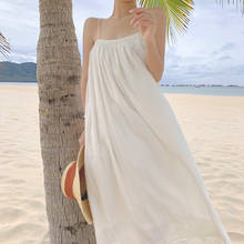 Платье женское длинное свободного кроя, модный пикантный Повседневный сарафан без бретелек, одежда для отпуска, пляжная одежда в стиле ретро, на лето 2024 - купить недорого