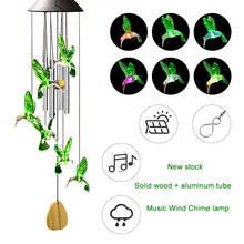Led solar powered vento carrilhão de luz cor mudando beija-flor borboleta pendurado lâmpada decoração do jardim ao ar livre iluminação para casa 2024 - compre barato
