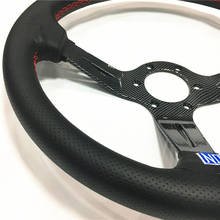 350mm Leather Steering Wheel Black Deep Corn Dish Spoke 14 Inch nd Racing car Steering Wheel ND Horn 2024 - buy cheap