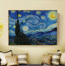Famous artist Van Gogh Starry Night Abstract Landscape Canvas Art Print Poster Picture Wall House Decoration Mural 2024 - buy cheap