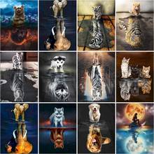 Pintura diamante gato tigre 5d redondo/quadrado bordado presente animal decoração artesanal imagem de strass arte 2024 - compre barato