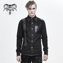 Devil Fashion Men's Punk Style Daily Casual Shirt Single-breasted Long Sleeve Denim Top Shirts 2024 - buy cheap