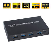 Conmutador compatible con HDMI PRO 2 en puerto, conmutador KVM, 2 puertos, 4K, USB, VGA, caja divisora para teclado y ratón 2024 - compra barato