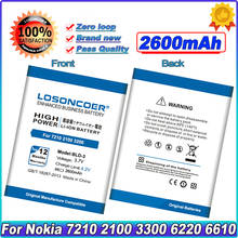 LOSONCOER-batería BLD3 de BLD-3, 2600mAh, para Nokia 7210, 2100, 3300, 6220, 6610, I6260, 6200, 6610, 6610i, 7250i, 7250 2024 - compra barato