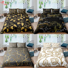 Golden Flower Duvet Cover Soft Single Double Bed Full Size Bedding Set Vintage Baroque Leaf Bed Cover Pillowcase Luxury 2/3 pcs 2024 - buy cheap