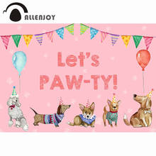 Allenjoy-telón de fondo de cumpleaños para niños, globos de perros, fiesta de bienvenida de bebé, bandera colorida, Pancarta, Fondo de fotografía de fotófono 2024 - compra barato