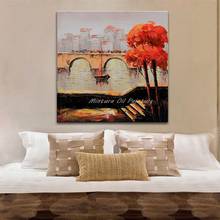Mintura Handpainted Abstract Knife City Bridge Landscape Oil Painting On Canvas Modern Wall Art Picture For Room Home Decoration 2024 - buy cheap