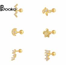BOAKO  Mini Tortoise 1pcs 925 Sterling Silver Earrings For Women Stud Earring Gold/Silver Jewelry Ear Piercing Gift 2021 Trend 2024 - buy cheap