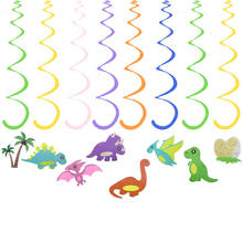 Dinosaur Birthday Party Decor PVC Foil Swirls Prehistoric Jurassic Party Garlands Boy First Birthday Ceiling Hanging 2024 - buy cheap