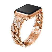Correa para Apple Watch, banda de 44mm y 40mm para iwatch de 42mm y 38mm, pulsera de acero inoxidable de diamante para apple watch 6 SE 5 4 3 2 1 44mm 2024 - compra barato