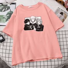 Футболка женская с принтом Юдзи итадори юдзюцу кайсен, эстетическая футболки с аниме рисунком, креативный бренд, топ, ретро, удобная, для женщин 2024 - купить недорого