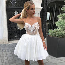 Sevintage Cheap Short Prom Dress Spaghetti Strap Chiffon Lace Cocktail Dresses Mini White Homecoming Gowns Abendkleider 2020 2024 - buy cheap