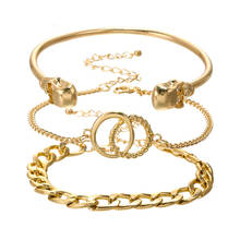 3PCS/set Multilayer Gold Silver Color Chain Bracelets & Bangles for Women Men Skull Chunky Bracelet Couples Boho Jewelry Gift 2024 - buy cheap