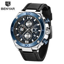 BENYAR-Reloj de pulsera de cuarzo para hombre, cronógrafo de lujo, de cuero, militar, deportivo, a la moda, gran oferta, 5151 2024 - compra barato