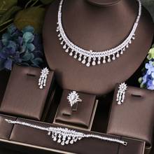 AccKing 4pcs Bridal Zirconia Full Jewelry Sets For Women Party, Luxury Dubai Nigeria CZ Crystal Wedding Jewelry Sets 2024 - buy cheap