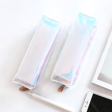 1pcs Transparent or not Glitter Pencil Case Stationery Bag Creative Pvc Pencil Bag School Pencil Box Supplies Student Gift 2024 - buy cheap