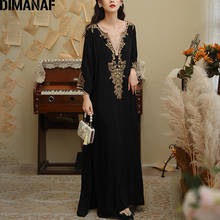 DIMANAF-Vestido largo holgado de algodón con cinturón para mujer, vestido largo bohemio bordado, color negro, 2021 2024 - compra barato