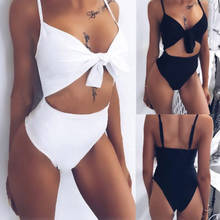 Novo verão uma peça sexy maiô feminino bandagem empurrar para cima monokini maiô de cintura alta maiô conjunto biquíni 2024 - compre barato