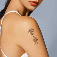 Esboço rosa flores à prova dwaterproof água tatuagem temporária etiqueta linhas de mão design tatuagens falsas flash tatoos braço peito arte do corpo para mulher 2024 - compre barato