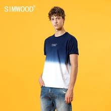 SIMWOOD-Camiseta Dip Dye para hombre, camisa de cuello redondo con estampado de letras, ropa de calle de moda, 100% algodón, Tops transpirables, SJ120895 2024 - compra barato