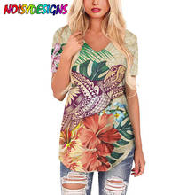 NOISYDESIGNS-camisetas con estampado de tortuga polinesiana para mujer, ropa informal de manga corta, Top de verano para mujer 2024 - compra barato