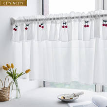 CITYINCITY-cortina corta de cereza para cocina, cortina corta de tul transparente para bar, decoración del hogar, personalizada, color blanco 2024 - compra barato