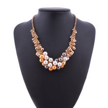 Joyería elegante hecha a mano para mujer, Gargantilla con colgante de perlas de imitación, 2 colores, collar de perlas 2024 - compra barato