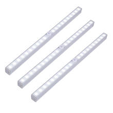Luminária led com sensor de movimento pir, sem fio, 20 luzes noturnas para armários, cozinha, quarto, guarda-roupa, lâmpadas de parede para escada interno
