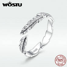 WOSTU Classic Feather Adjustable Finger Rings Genuine 100% Real 925 Sterling Silver Rings For Women Party Engagement BKR517 2024 - buy cheap