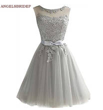 ANGELSBRIDEP Sheer-Neck Short Homecoming Dresses Vestidos de festa Applique Sash Special Occasion Cinderella Graduation Gowns 2024 - buy cheap