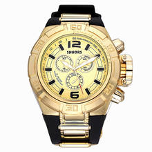 SHHORS-relojes deportivos para hombre, pulsera de cuarzo masculina, con esfera grande de silicona, color dorado 2024 - compra barato