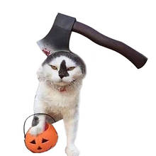Funny Pet Cat Costume Halloween Dog Headdress Xmas Axe Cap Hat for Small Medium Dogs Pug Tricky Props Accessories For Cats S/M 2024 - buy cheap