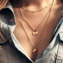 HebeDeer  Multilayer Necklaces Conch Jewelry Lady Trendy Girl Yellow Gold Color TRENDY Tassel Necklace Chain Women Collier 2024 - buy cheap