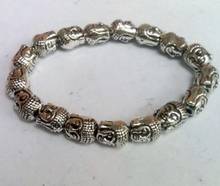 Free shipping   new hot Tibet Silver Buddha Head Chinese Old Handwork Amulet Elastic Bracelet 2024 - buy cheap