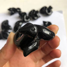 Natural hand carved black obsidian snake folk crafs healing crystals for home decoration 2024 - buy cheap