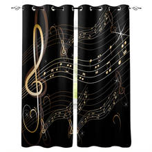 Golden Music Notes Window Treatments Curtains Valance Room Curtains Large Window Bathroom Kitchen Indoor Decor Kids Room Curtain 2024 - buy cheap