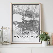 Карта города Ванкувер, украшение для гостиной в скандинавском стиле, холст, плакат, современный Декор для дома, Художественная печать, живопись 2024 - купить недорого