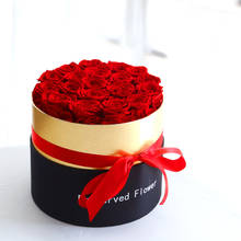Rosas preservadas rosas eternas reales en caja redonda sin fragancia MINI S/M/L, regalo de cumpleaños y Día de San Valentín, su Dropshipping a casa 2024 - compra barato