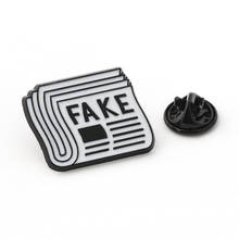 Wholesale Newspaper Badges Letter FAKE Enamel Pin Brooches Fake News Lapel Pin Brooches Button Collar Jewelry Gifts For Editor 2024 - buy cheap