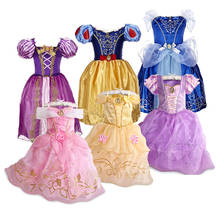 Vestido branco de neve para meninas rapunzel, crianças, bela aurora, sofia, verão, fantasia de princesa, traje infantil, vestidos de festa de aniversário, halloween 2024 - compre barato