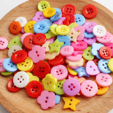 100pcs mixed color children's creative plastic DIY four eye button color coat button hand sewing button Pajama coat dress button 2024 - buy cheap