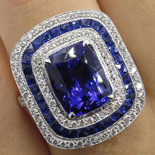 Модные синие квадратные кольца на палец с кристаллами для женщин обручальное кольцо Бохо готические ювелирные изделия обручальные аксессуары бижутерия женские кольца 2024 - купить недорого