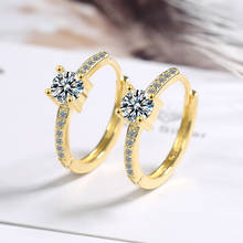 Women's Luxury Charming Big Hoop Earrings Crystal Stud Zirconia Stone Golden/White Shiny Crystal Piercing Earring Jewelry Gift 2024 - buy cheap