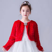 110-160cm Winter Red Girls Jacket Coat Long Sleeve Warm Shrug Cape Girls Cardigan Sweater Kids Clothes 4 to 16 Years RKC185102 2024 - buy cheap