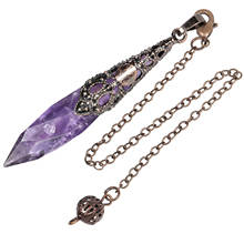 SUNYIK Natural Stone Dowsing Pendulum Faceted Crystal Point Pendulum for Divination Copper Pendant Healing Reiki Wicca Pendule 2024 - buy cheap