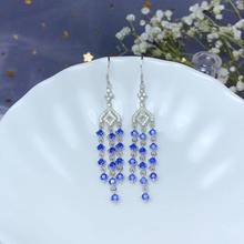 new blue sapphire gemstone earrings silver fine jewelry ocean blue color certified natural gem girl birthday party gift chain 2024 - buy cheap
