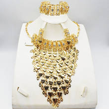 Conjunto de joias estilo africano, presente de noiva, alta qualidade, colar, brincos, pulseira, conjunto de joias douradas de viagem 2024 - compre barato